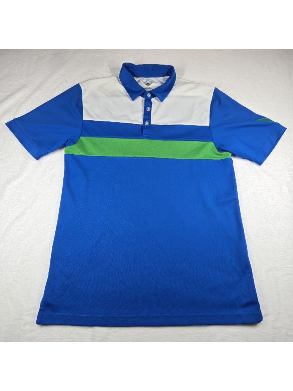 Callaway Short Sleeve Polo Blue White Graphic Print Men's Size Large